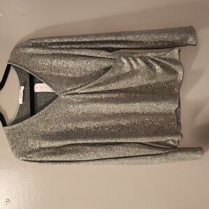 Lush Longsleeve Gray/Gold Blouse, size XXL